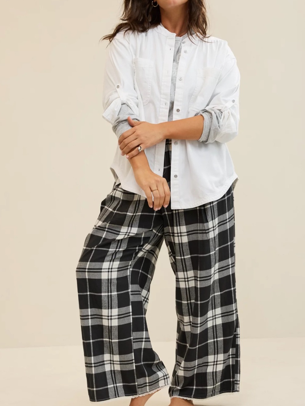 NWT Aerie White Roll With It Button Down Shirt Size XL